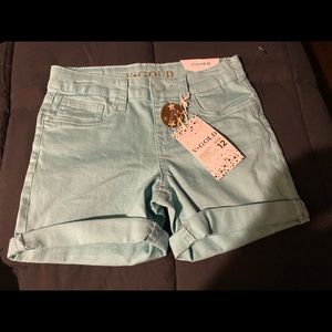Girls Mint Green Cuffed Jean Shorts